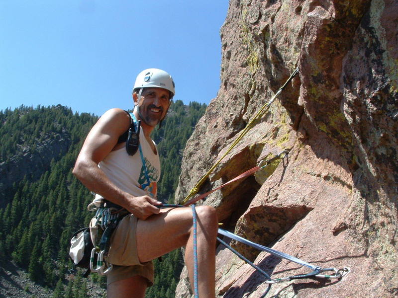 Ernie at the belay at end of P3.