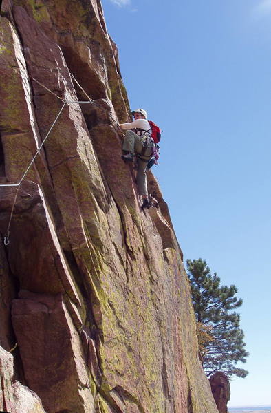 Stacy Bender at the crux of the Ruper Traverse.