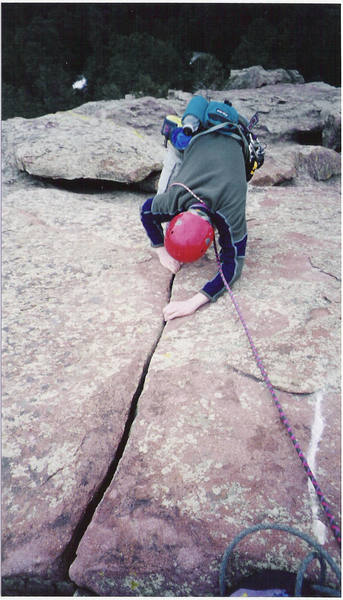 The best finger crack in the Flatirons, if it continued for another 100ft.