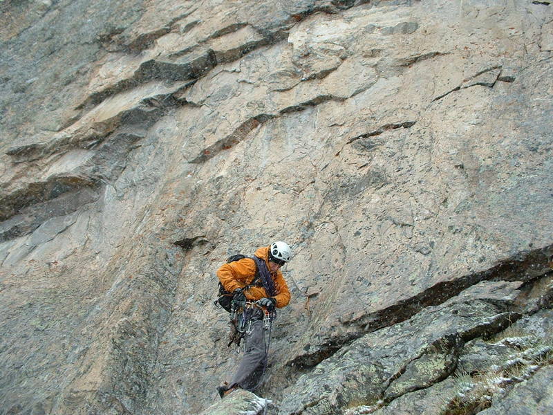 Kevin leading an icy route