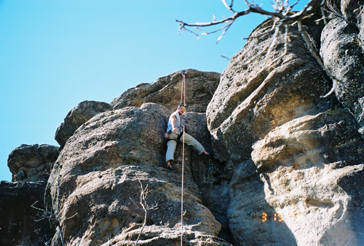 Antonio on his first climb in the canyon.