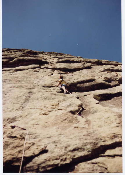 Lost in a sea of overhangs and arches. Typical McGregor climbing, midway on the first pitch of Overhang.