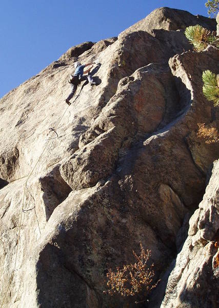 The upper slab is thin and sustained at maybe hard 9? Hard to decide where exactly to climb.