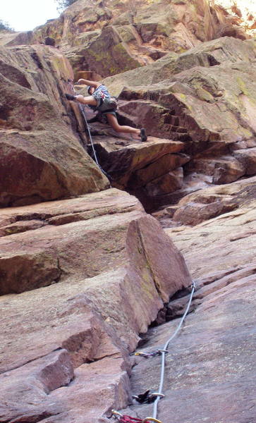Brenda Leach stemmed out above the roof.