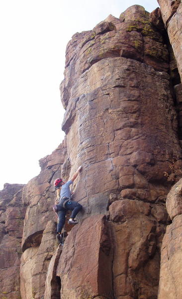 Christa Cline nearing the crux headwall.