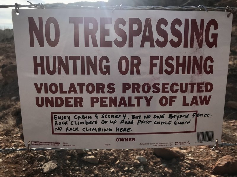 No trespassing sign as of 3/7/21.