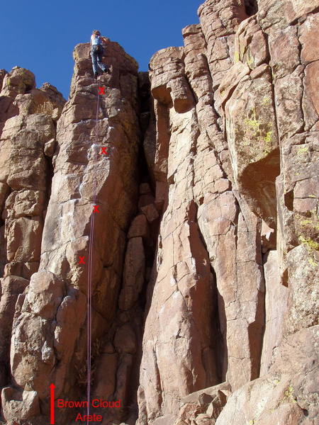 Laurie Lambe getting ready to rappel.