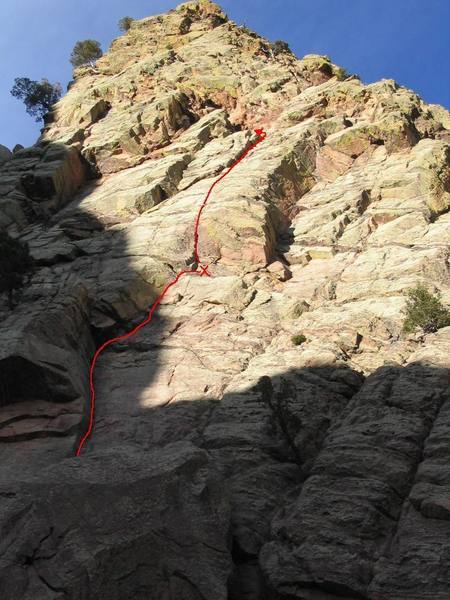 The first pitch of the route.