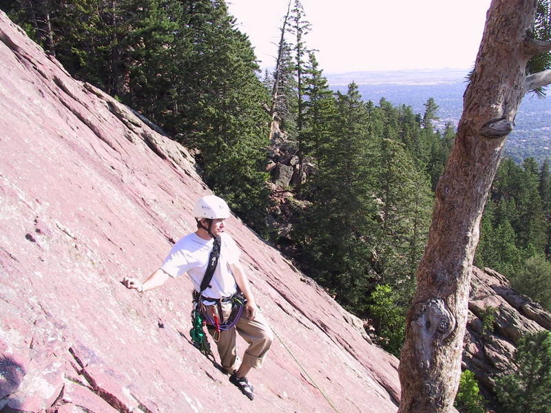 Joe Irwin takes in the scenic grandeur from the top of the first pitch of the First Flatiron.