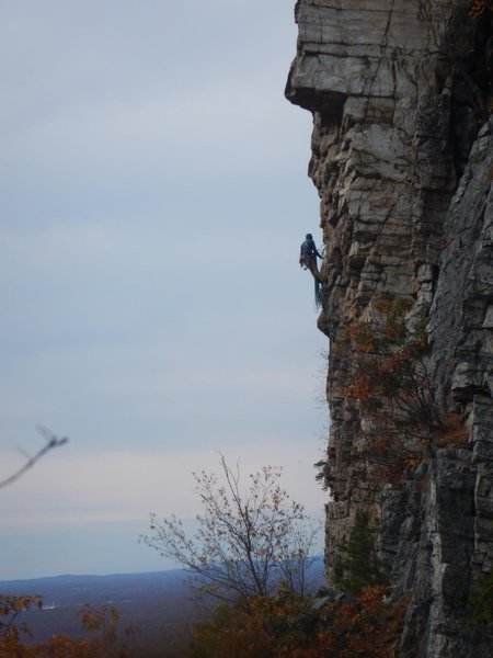 Hanging belay at the top of pitch 2