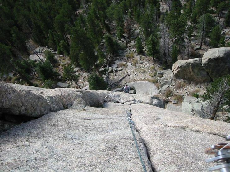 Picture taken on second pitch, looking down the perfect 5.8 crack!