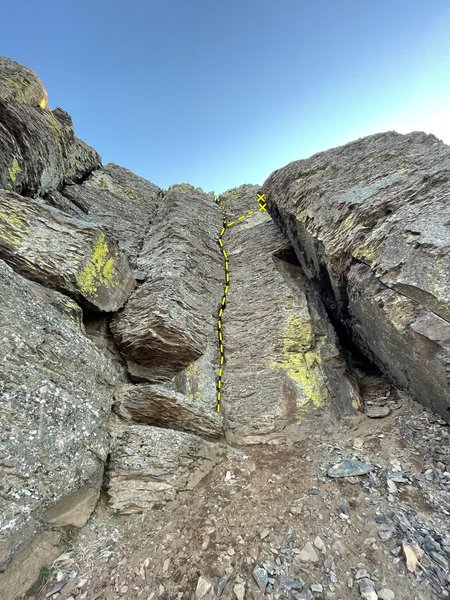 Climb goes up the crack in the center