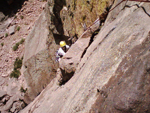 Ken starting the traverse of p1.