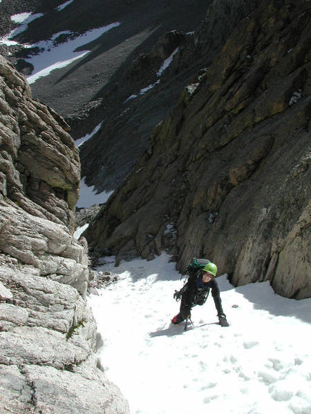 Jean Aschenbrenner high on the route.