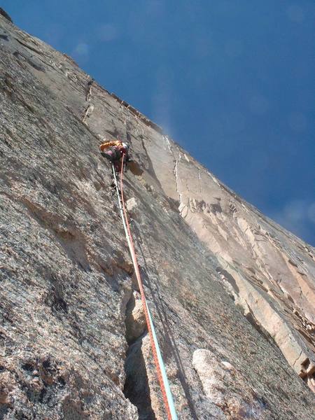 The 5.9 section below the start of the 5.7 traverse.