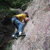 Finishing the first pitch crux.