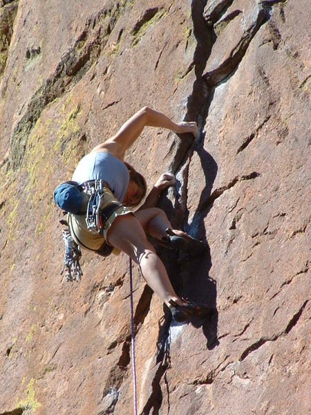 Lynn below the "power moves" to the anchor, one very hot day.