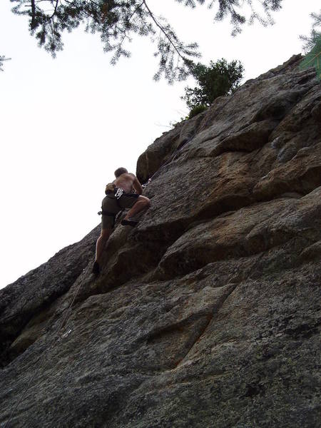 At the moves leading to the crux. Or is this the crux?