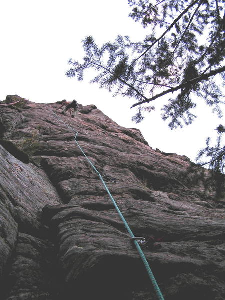Beginning the crux.
