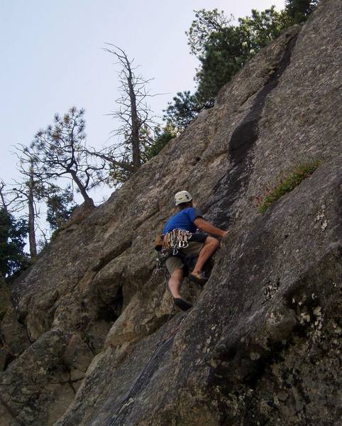 Moving onto the upper face at the 5th bolt. There are some big holds here to get you started.
