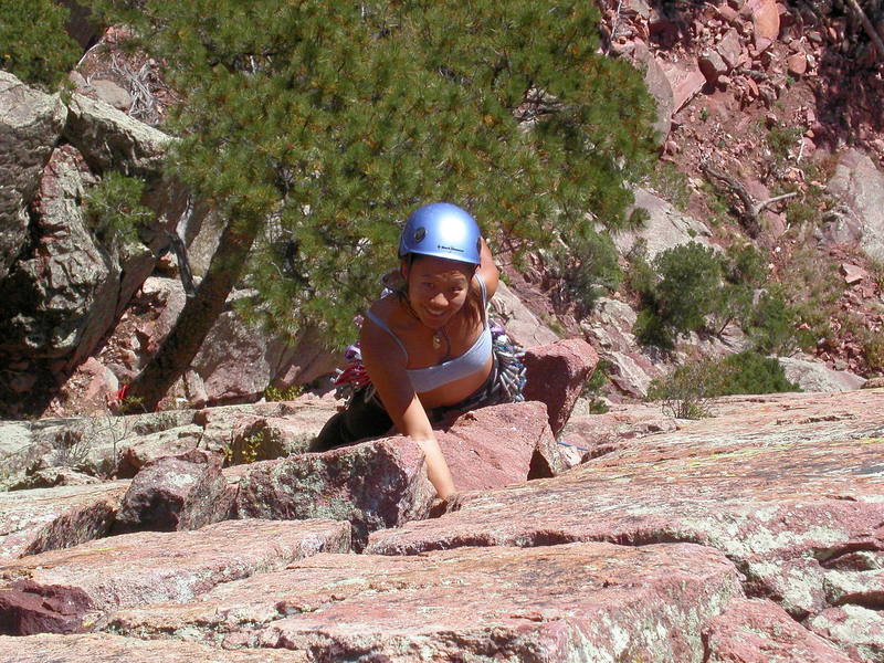 Suwei Wu at the big flake near the top of the third pitch.