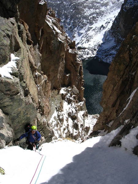 This is a fine route!<br>
4 pitches of WI-2, M4. Yeah, it was too good to be true that it might have been an FA., but it was great to climb ice in the sun, especially after we watch 16 other climber turn around on the trail on 10-16-04 due to high wind.