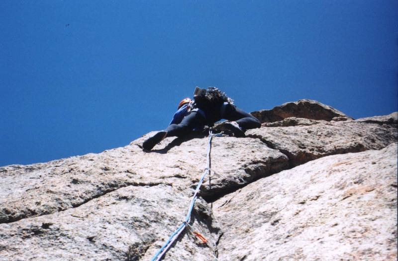 Gordo just below the crux traverse moves.