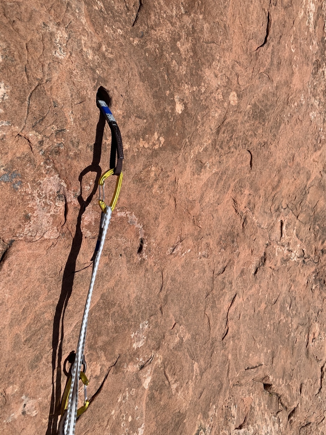 Backing up the first piton with a brown tricam and a sliding x. This