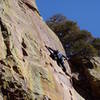 Fully engaged on the 1st crux. Good feet, decent hands, but steep and hard to figure out fast enough.