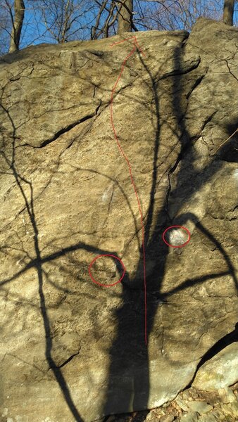 some chalk was on a big sloper/jug to the right of the start holds, probably another route?