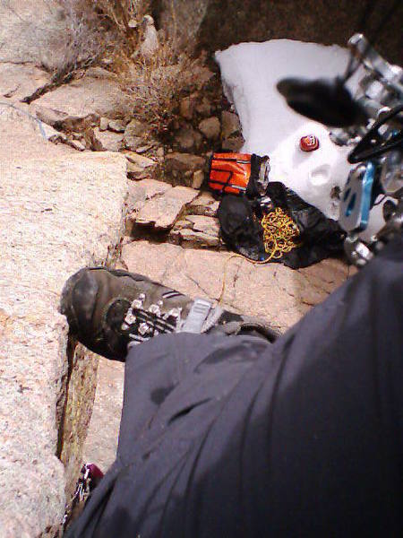 At the top of the overhang, looking down.