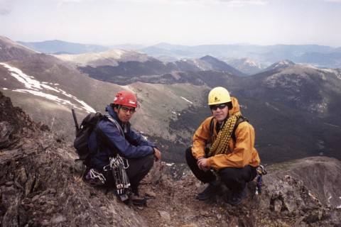Beta shot for posing down hard on the summit of Ypsilon, Sam Flournoy and Ryne Greene.