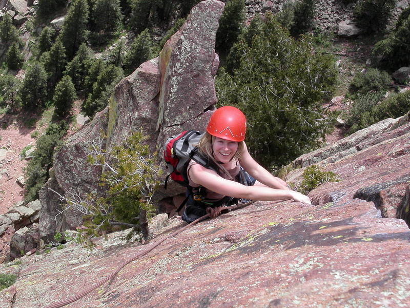 Sarah enjoying the final crack to the summit.