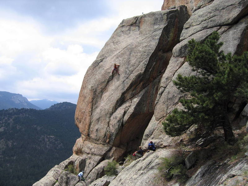 Lynn just before flashing the crux on the 2nd onsight of Wigglin.