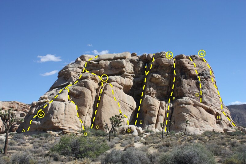 Cyclops Rock, Joshua Tree NP A. Ulysses' Bivouac (5.8) B. Business Trip