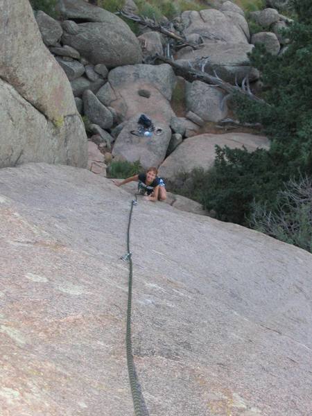 Coming over the crux bulge.