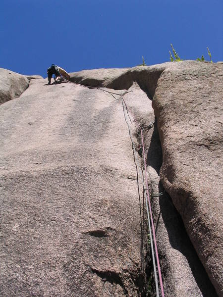 Past the 5.8+ crux move on Sticky Fingers.
