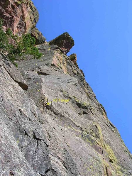 From the tree belay on P1, looking up at the aesthestic arete & salivating