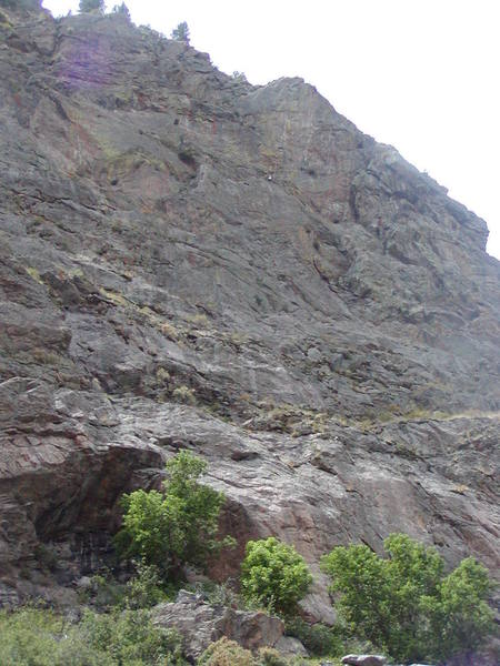 Hitting the "summit".<br>
Just zoom in and you will see Dane and me on the last pitch.