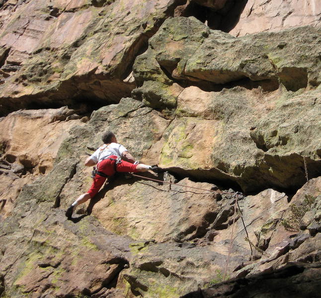 Jim at the crux of Lower Triagonal.