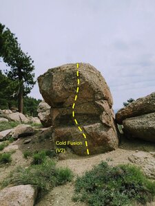 Cold Fusion (V2), Snow Summit Boulders