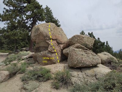 Off the Grid (V0), Snow Summit Boulders