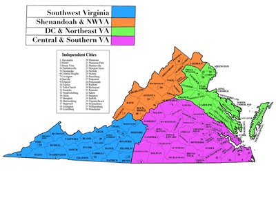 Map Of Southern Virginia Climbing In Virginia
