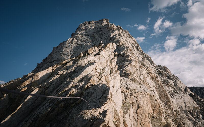 North ridge where the "ridge curves back onto itself" with the summit visible