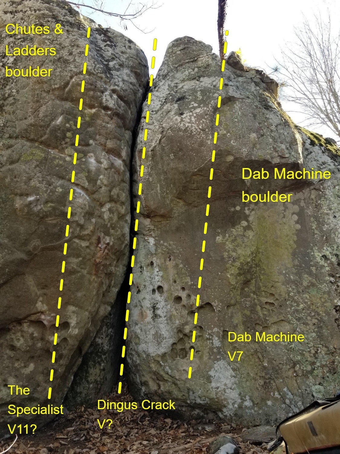 Left side of Dab Machine boulder