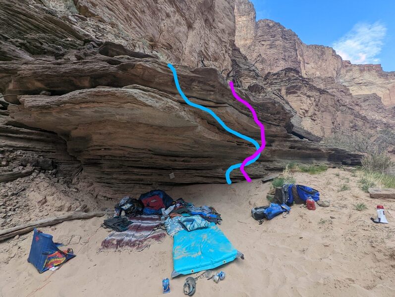 Big wave Daves acid cave V2 (blue), Fern Gully V4 (pink)