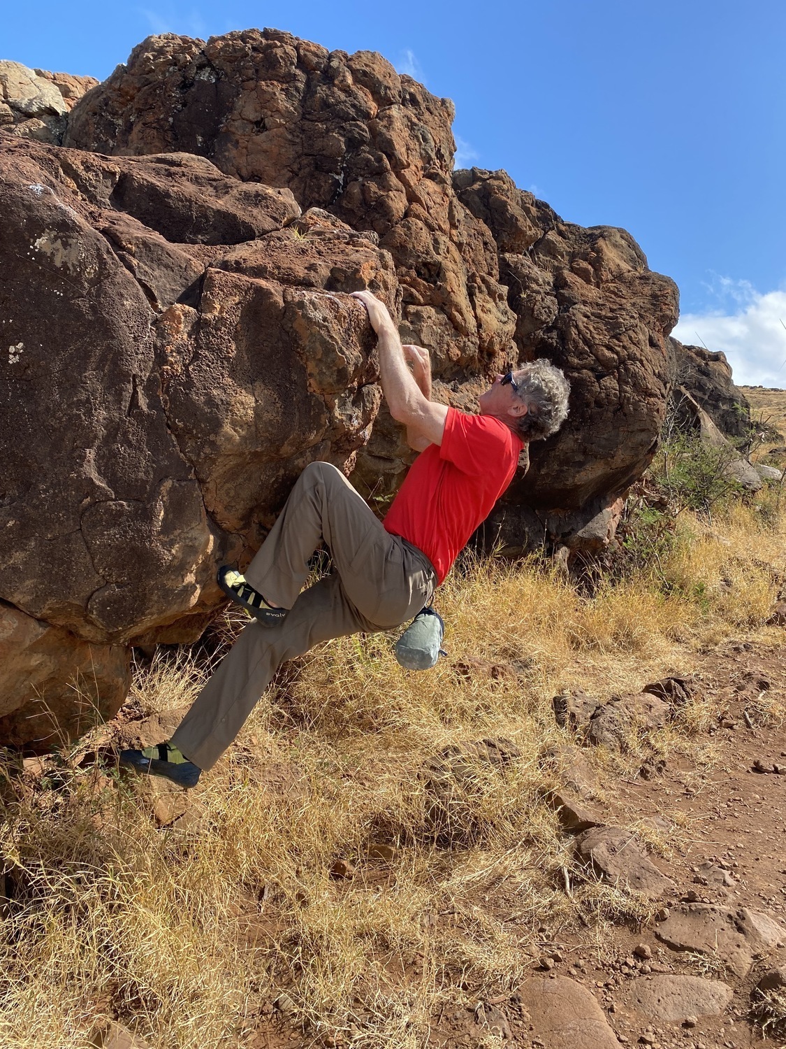 Bouldering along the Lahaina Pali Trail in west Maui.