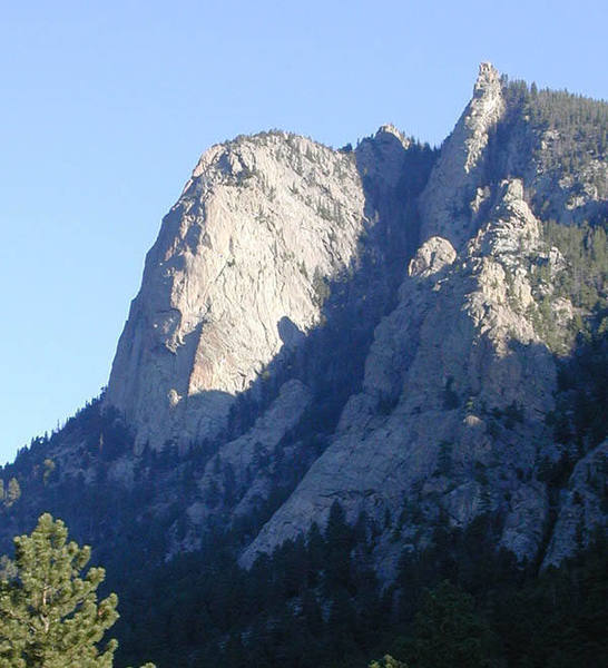 From the trail near the Book. The Nose is located on the line between sun and shade.