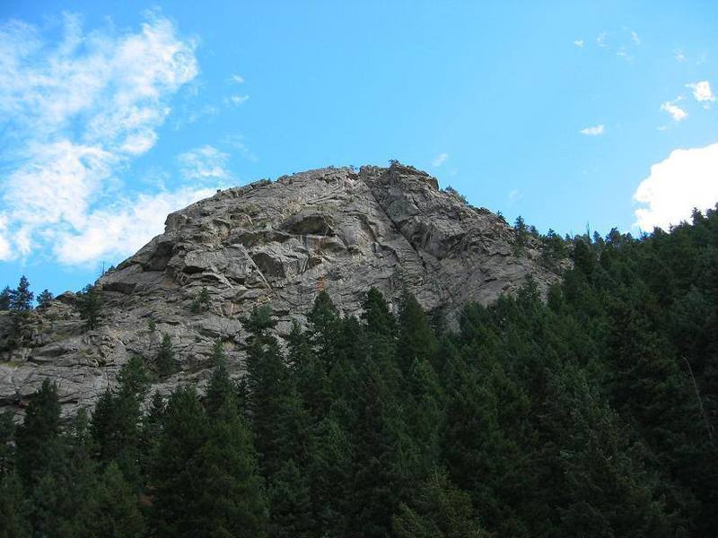 Eagle Rock from the road - Great Dihedral is the diagonal line just right of center.