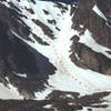 Taylor glacier from Sky Pond - Snowboard decent route is highlighted